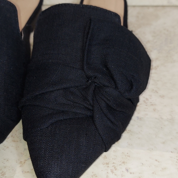 C. Comfort Flat Pointed Toe Mules Slip-Ons Linen Look Black size 6 Wide - Picture 4 of 11